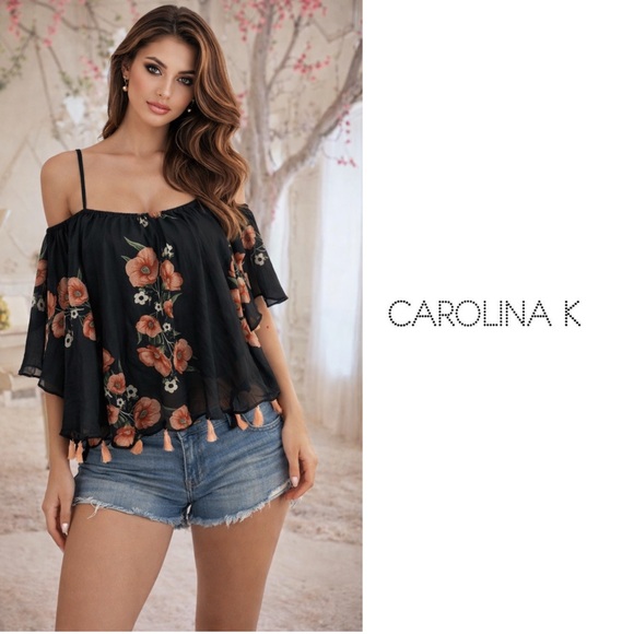 Carolina K Tops - NEW Carolina K Off Shoulder Floral Tank Blouse